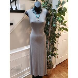 Press‎ Long Maxi Dress Womens Small Gray Stretch Sleeveless Round Neck Pullover